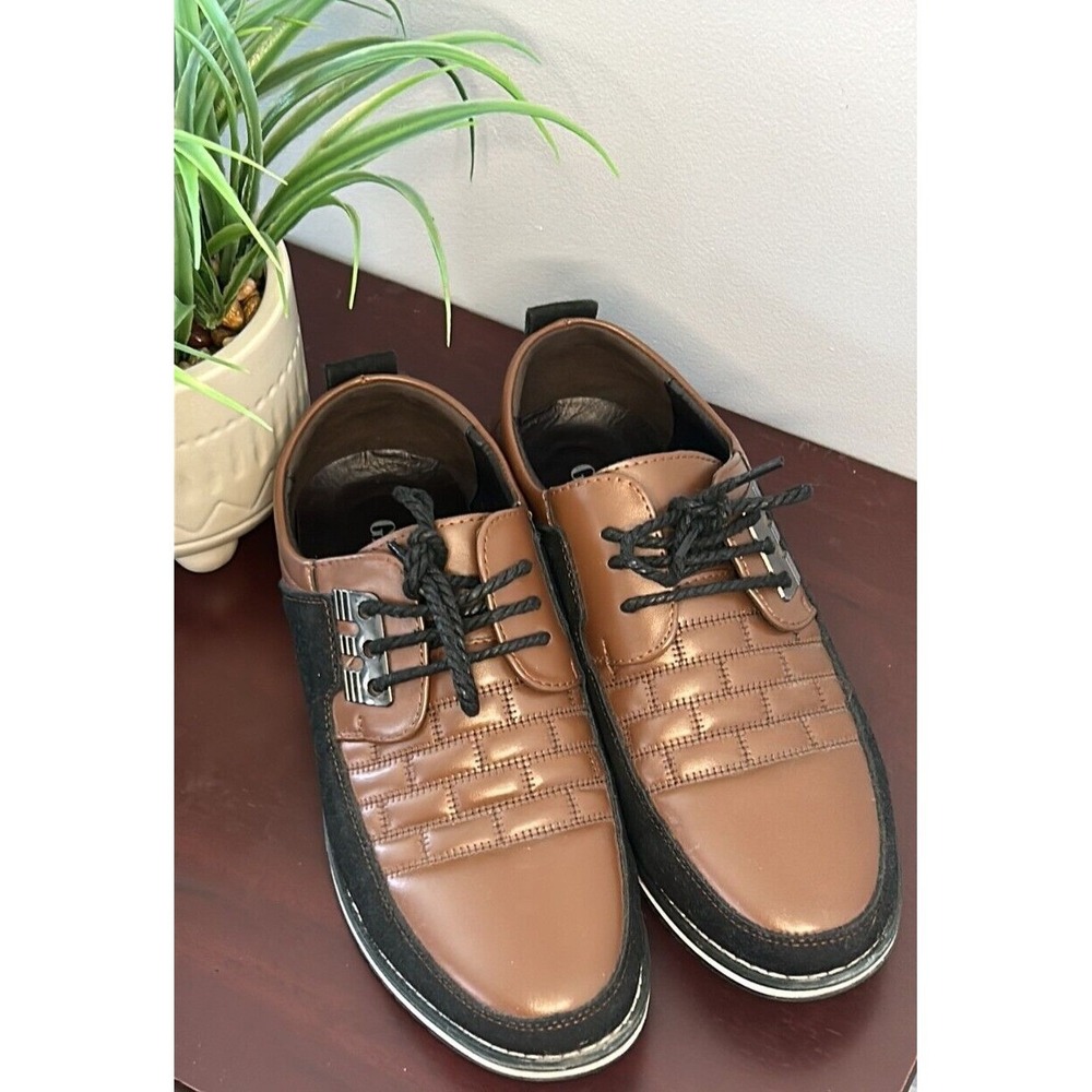 Gatsby Mens Brown Black Quilted Two Tone Dress Sneakers Oxfords EU 43 US 10‎